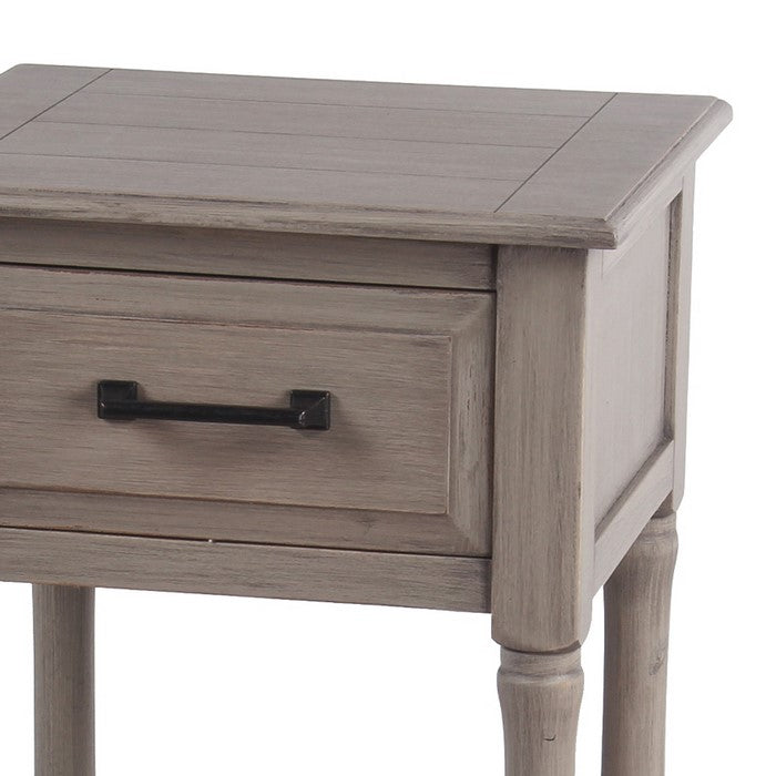 Wooden Accent Table with 1 Spacious Drawer and Open Shelve, Brown