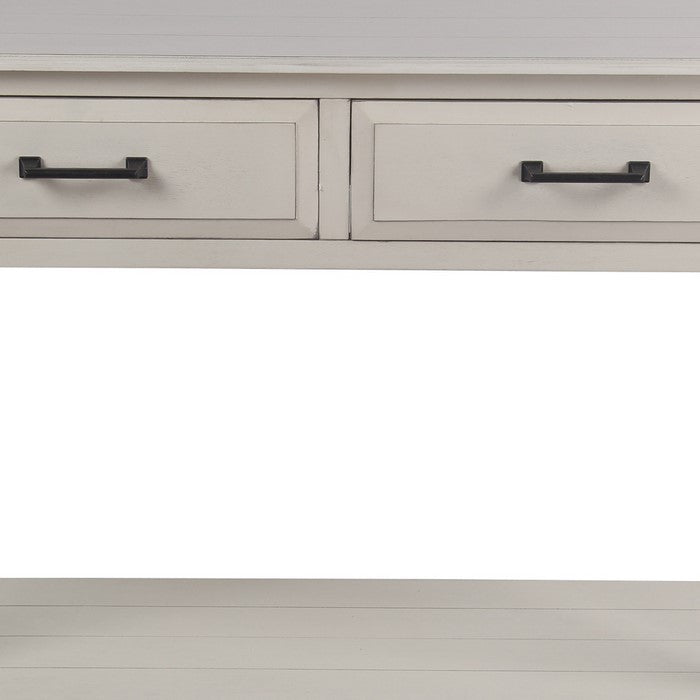 Wooden Console Table with Two Beveled Front Drawers, White