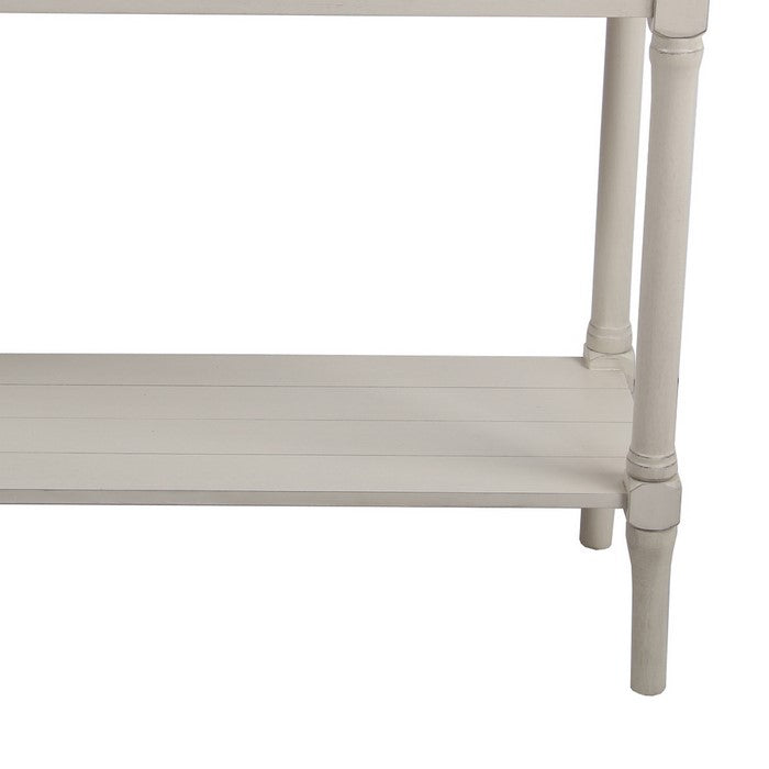 Wooden Console Table with Two Beveled Front Drawers, White