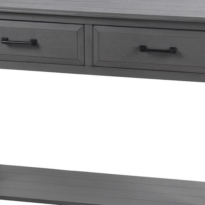 Wooden Console Table with Two Beveled Front Drawers, Gray