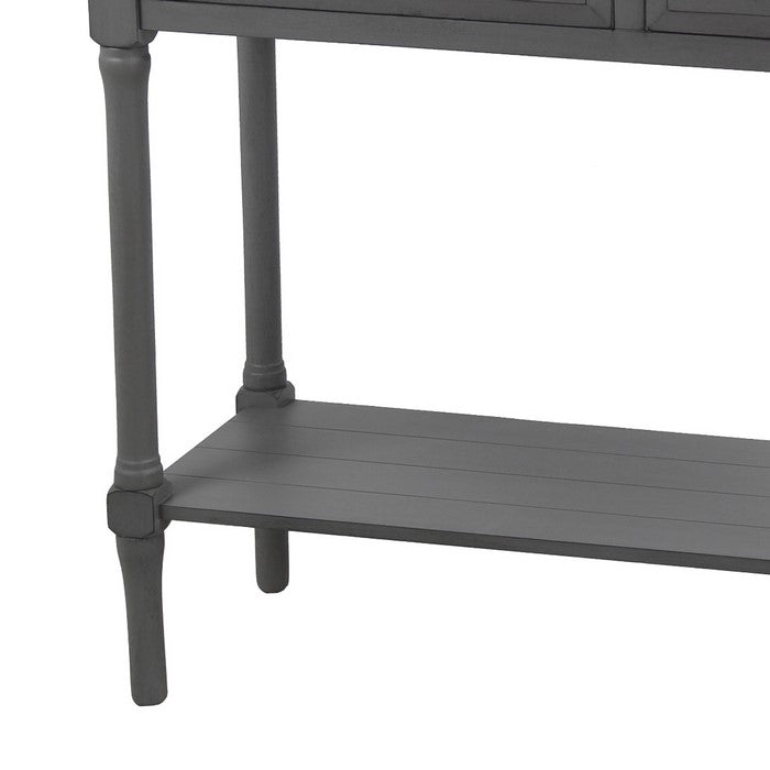 Wooden Console Table with Two Beveled Front Drawers, Gray