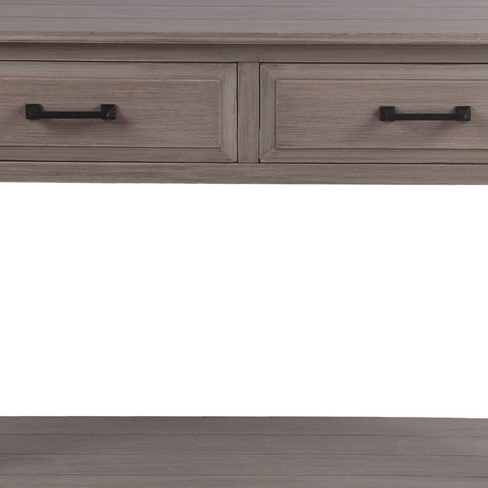 Wooden Console Table with Two Beveled Front Drawers, Brown