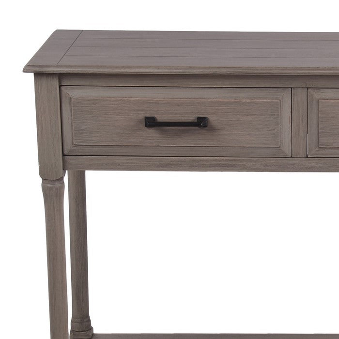 Wooden Console Table with Two Beveled Front Drawers, Brown