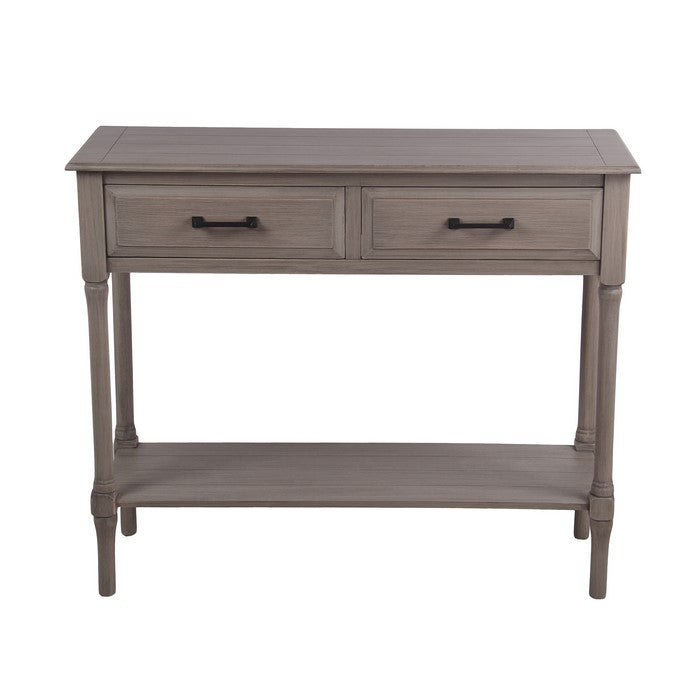 Wooden Console Table with Two Beveled Front Drawers, Brown