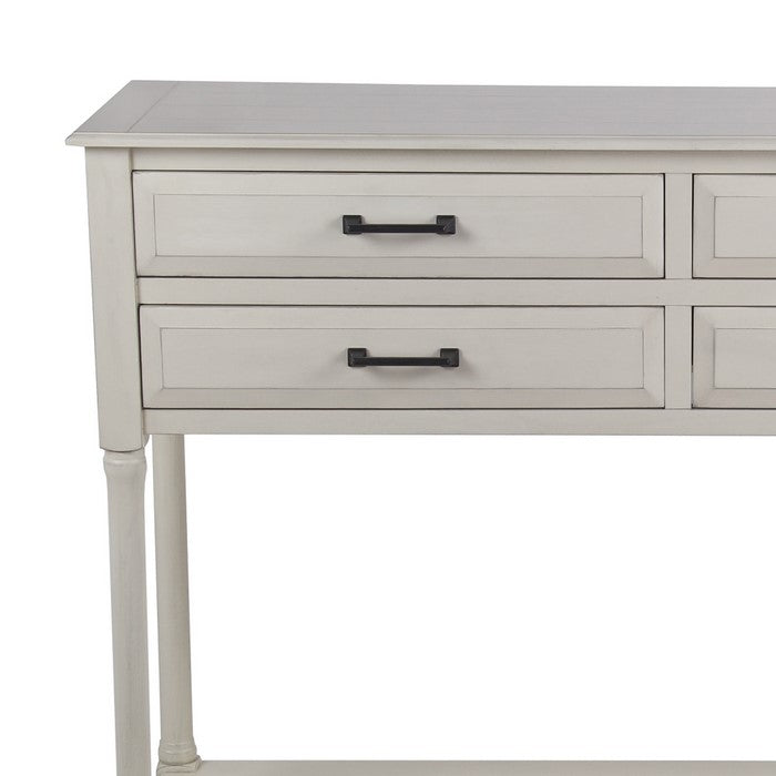 Wooden Sideboard with 4 Spacious Drawers and 1 Open Shelf, White