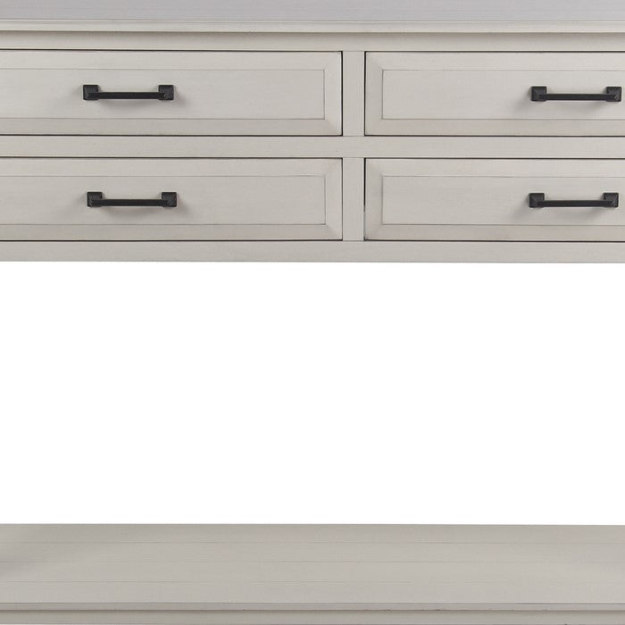 Wooden Sideboard with 4 Spacious Drawers and 1 Open Shelf, White