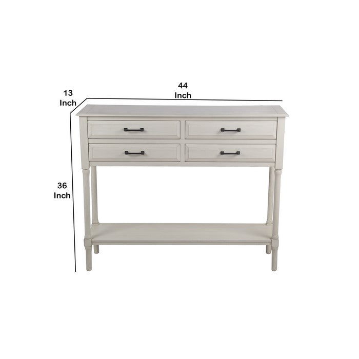 Wooden Sideboard with 4 Spacious Drawers and 1 Open Shelf, White