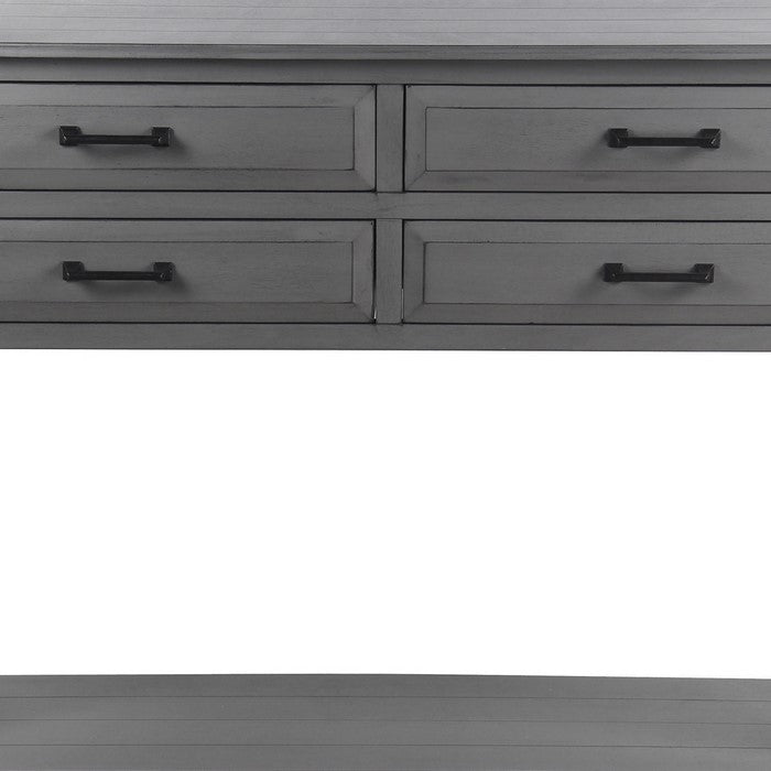 Wooden Sideboard with 4 Spacious Drawers and 1 Open Shelf, Gray