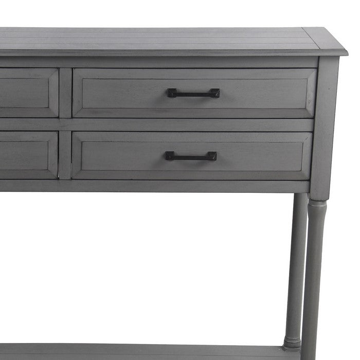 Wooden Sideboard with 4 Spacious Drawers and 1 Open Shelf, Gray