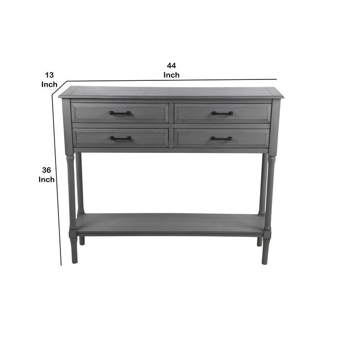 Wooden Sideboard with 4 Spacious Drawers and 1 Open Shelf, Gray