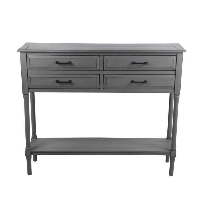 Wooden Sideboard with 4 Spacious Drawers and 1 Open Shelf, Gray