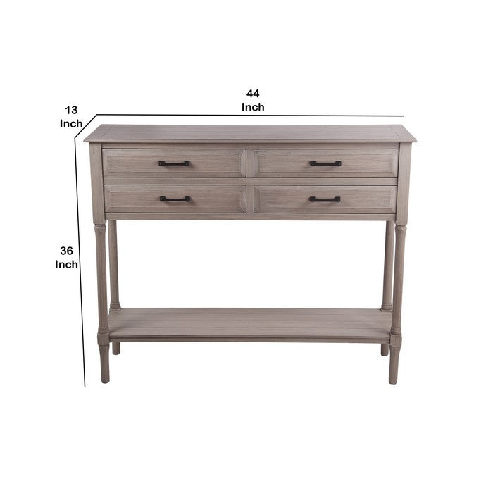Wooden Sideboard with 4 Spacious Drawers and 1 Open Shelf, Brown