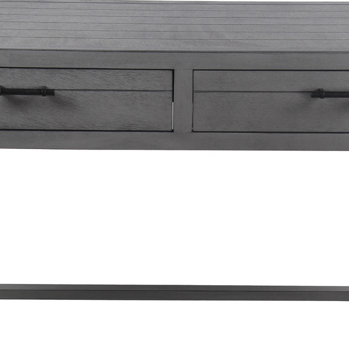 Wooden Writing Desk with 2 Spacious Drawers and USB Port, Gray