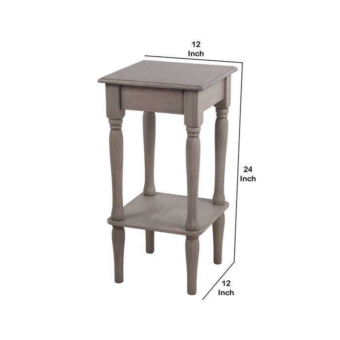 Traditional Wooden Accent Table with 1 Spacious Open Shelf, Brown