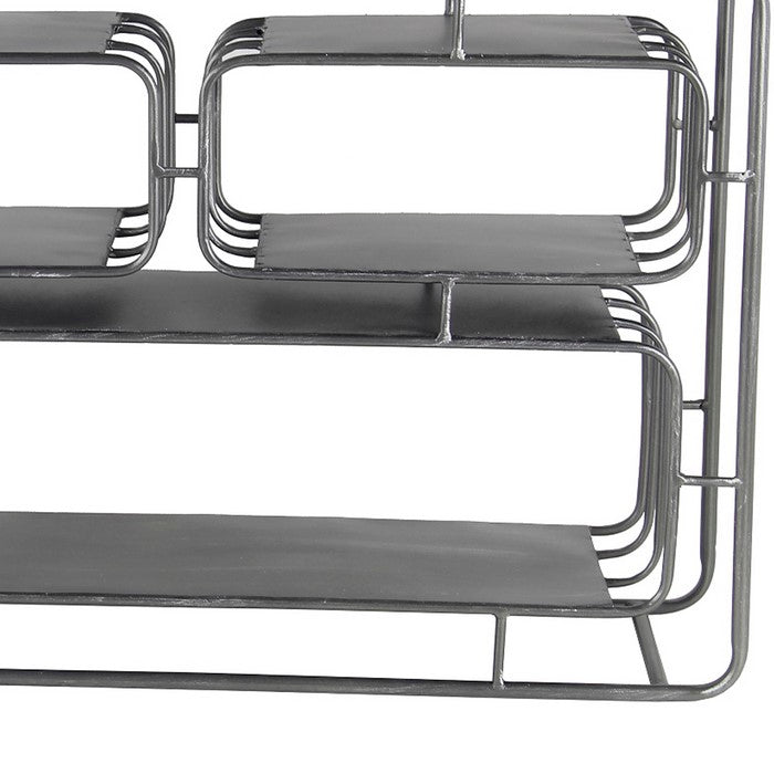 Industrial Style Metal Wall Shelf with 4 Spacious Cubbies, Silver