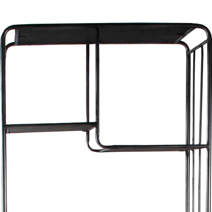 Metal and Wood Accent Rack with 9 Spacious Shelves, Black and Brown