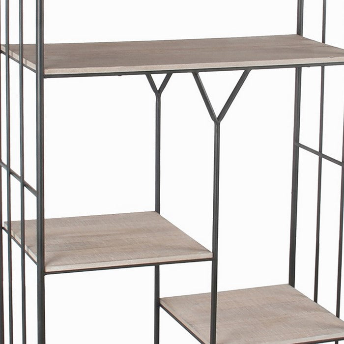 Wood and Metal Bakers Rack with 6 Spacious Shelves, Brown and Black