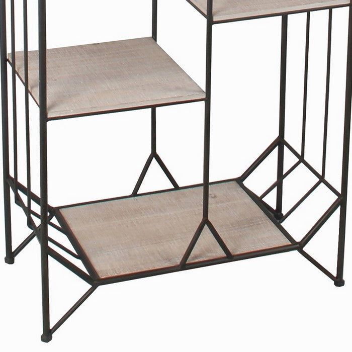Wood and Metal Bakers Rack with 6 Spacious Shelves, Brown and Black