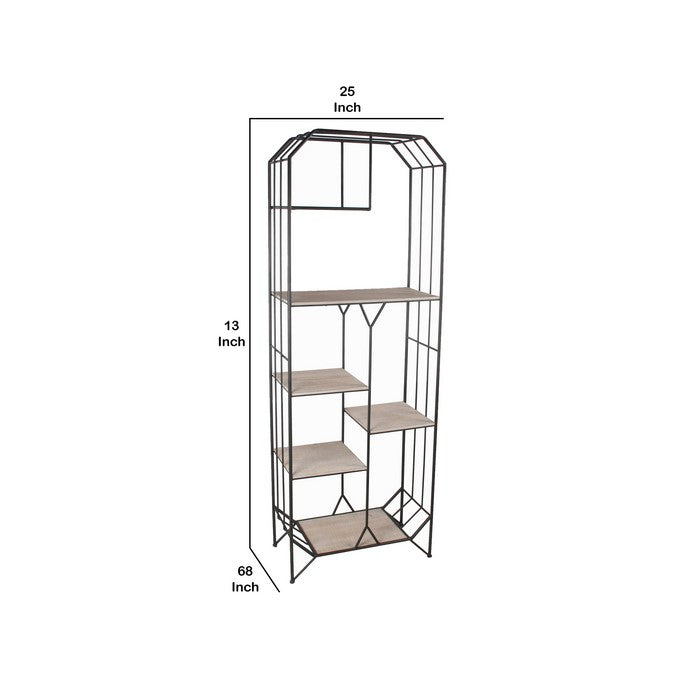 Wood and Metal Bakers Rack with 6 Spacious Shelves, Brown and Black