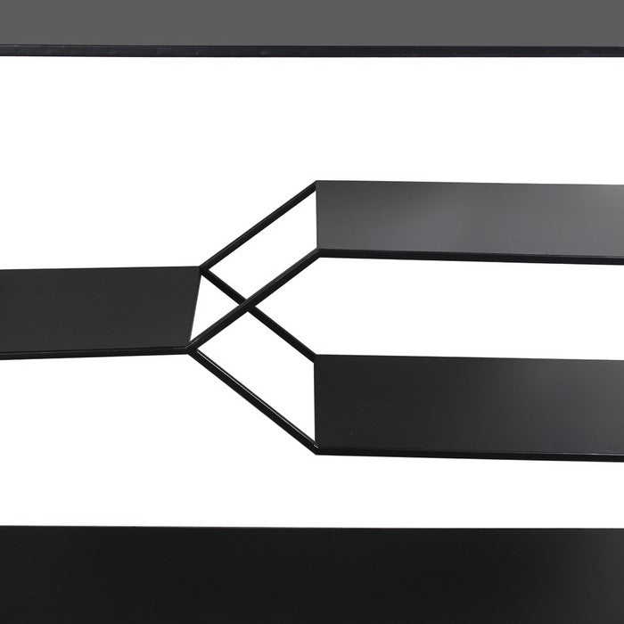 Metal Console Table Rack with Four Spacious Open Shelves, Black