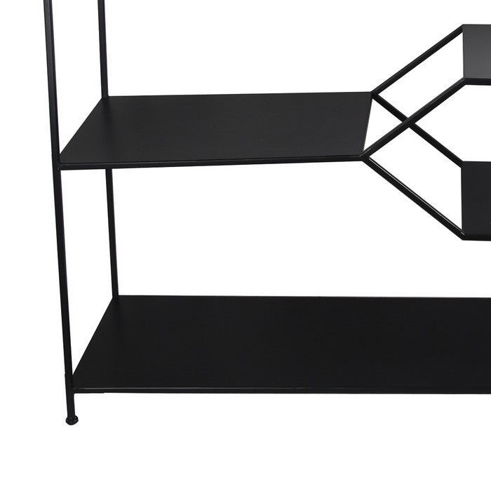 Metal Console Table Rack with Four Spacious Open Shelves, Black