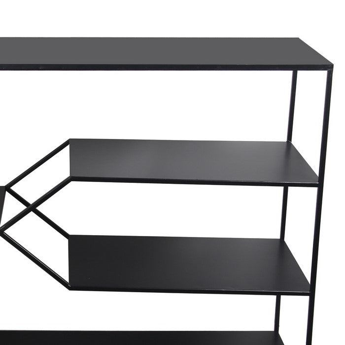 Metal Console Table Rack with Four Spacious Open Shelves, Black