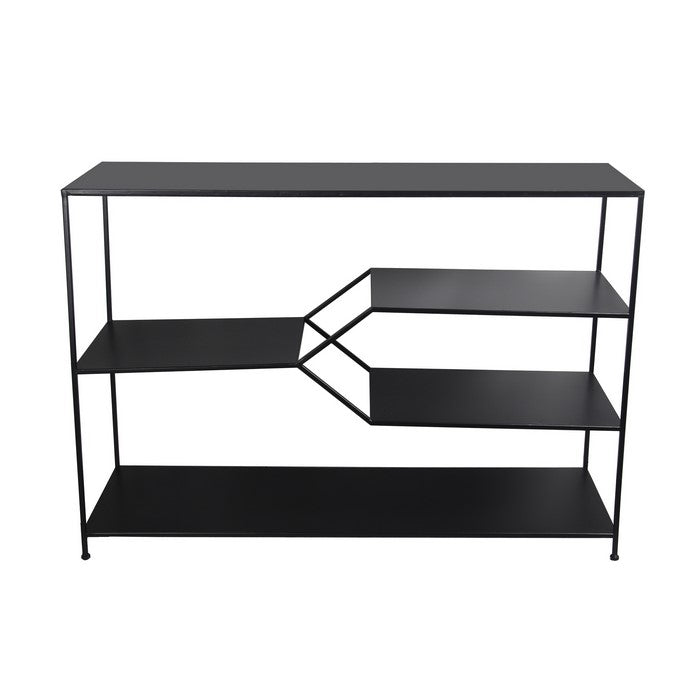 Metal Console Table Rack with Four Spacious Open Shelves, Black