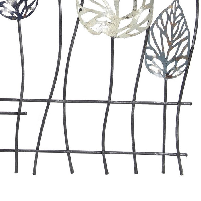 Metal Leaf Wall Decor with Cut Out Design, Multicolor