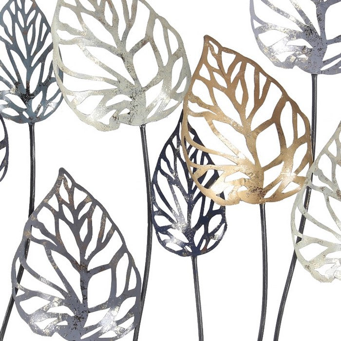 Metal Leaf Wall Decor with Cut Out Design, Multicolor