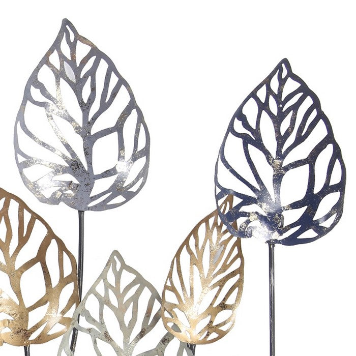 Metal Leaf Wall Decor with Cut Out Design, Multicolor