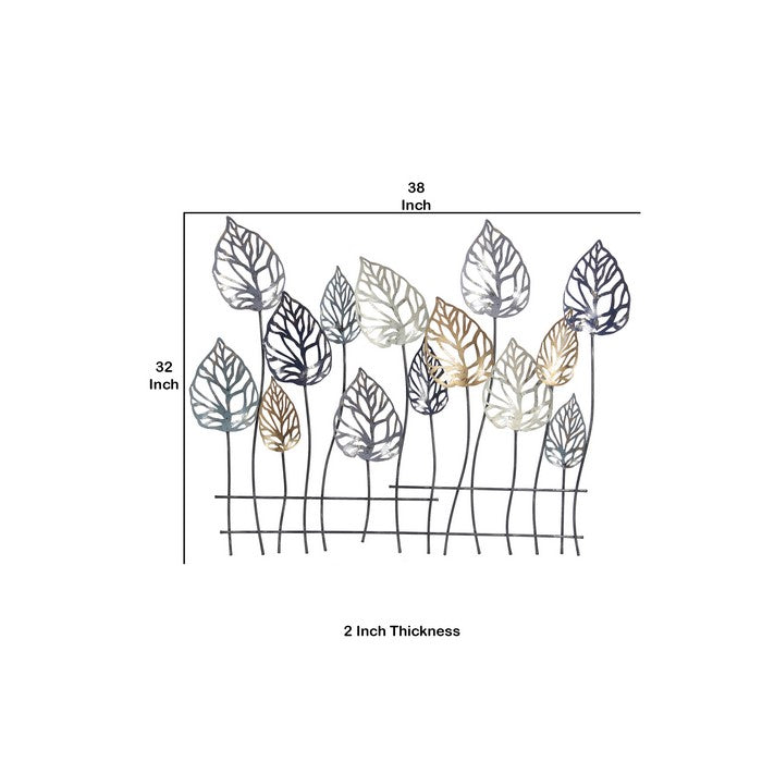 Metal Leaf Wall Decor with Cut Out Design, Multicolor