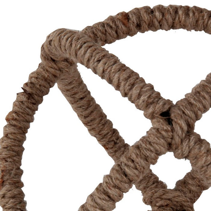 Large Metal and Rope Orb Spheres with Irregular Design, Brown