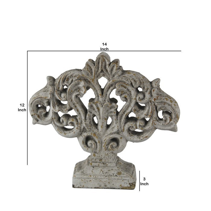 Ceramic Decorative Accent Sculpture with Baroque Style, Gray