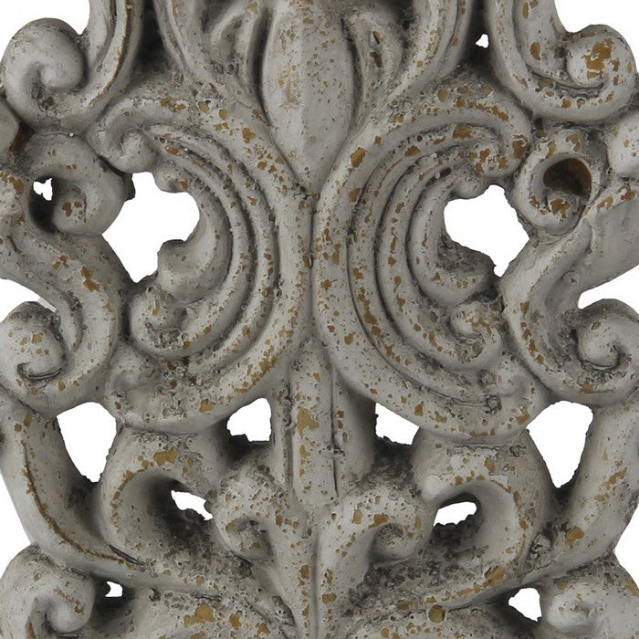 Ceramic Decorative Table Top Accent Sculpture with Baroque Style, Gray