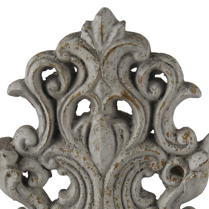 Ceramic Decorative Table Top Accent Sculpture with Baroque Style, Gray