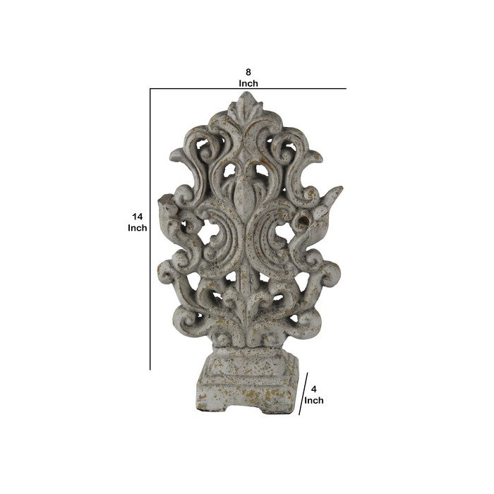 Ceramic Decorative Table Top Accent Sculpture with Baroque Style, Gray