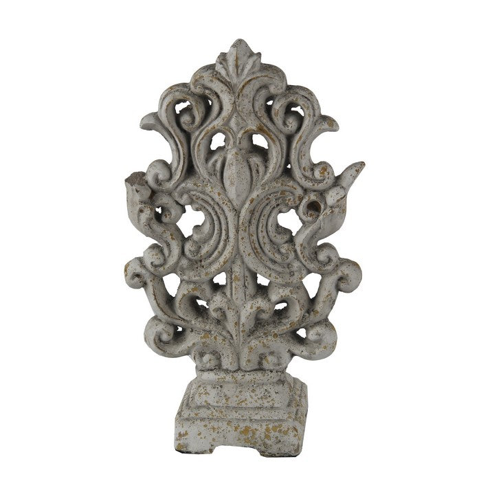 Ceramic Decorative Table Top Accent Sculpture with Baroque Style, Gray