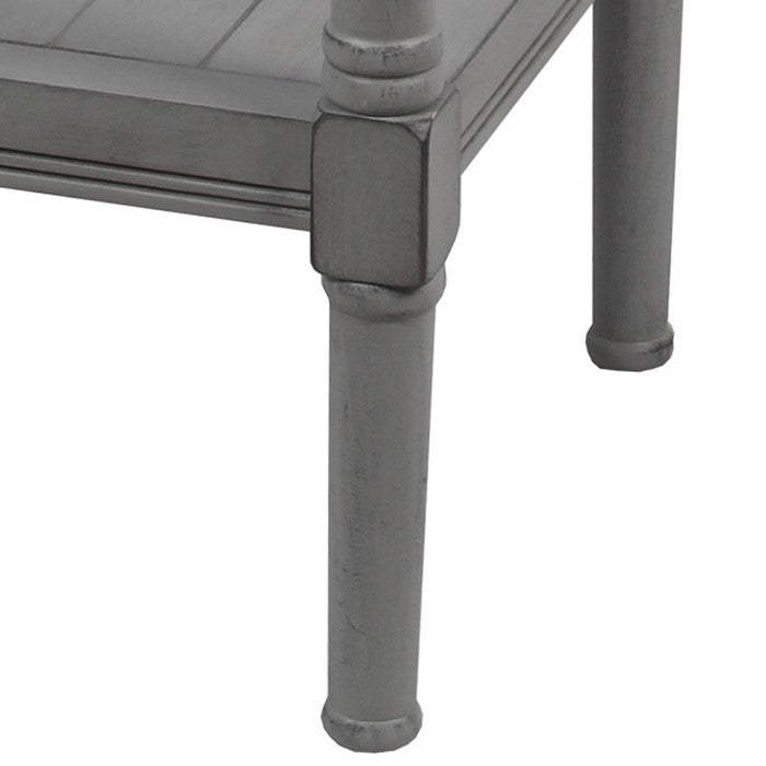 Wooden Square Accent Table with One Paneled Open Shelf, Gray