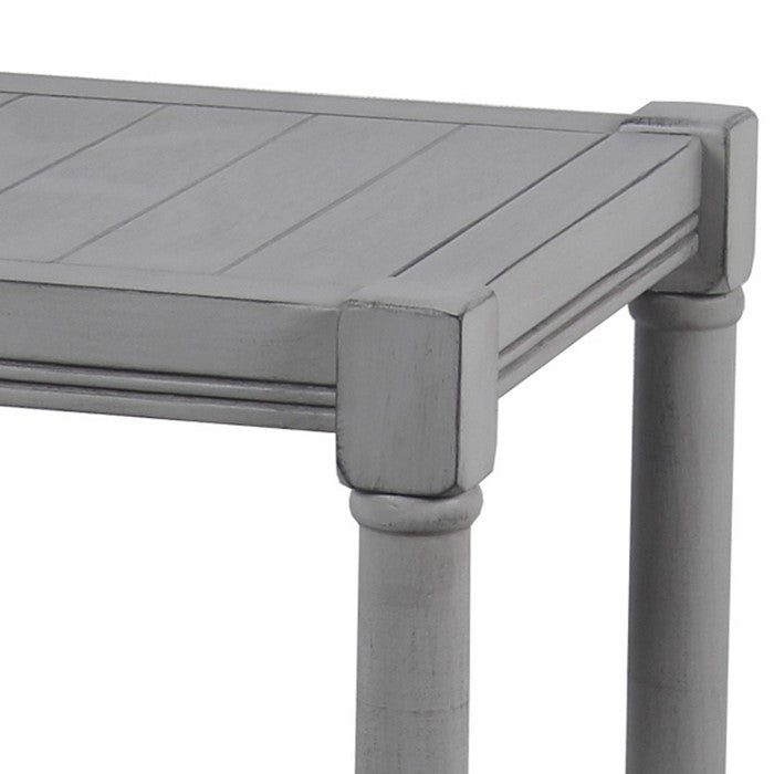 Wooden Square Accent Table with One Paneled Open Shelf, Gray