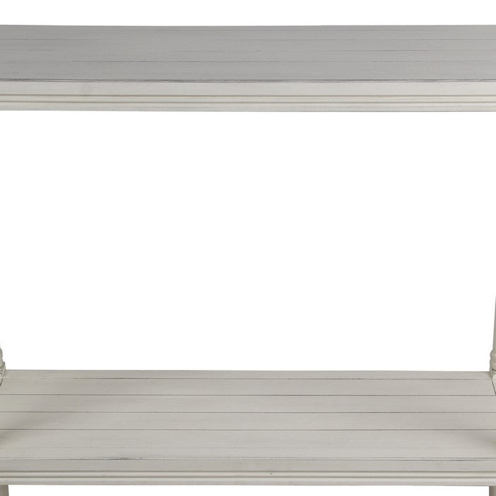 Wooden Rectangular Console Table with One Spacious Open Shelf, White