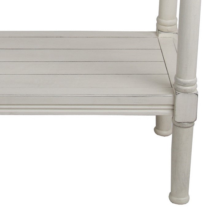 Wooden Rectangular Console Table with One Spacious Open Shelf, White