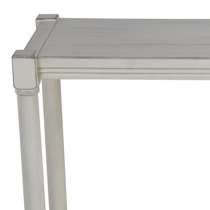 Wooden Rectangular Console Table with One Spacious Open Shelf, White