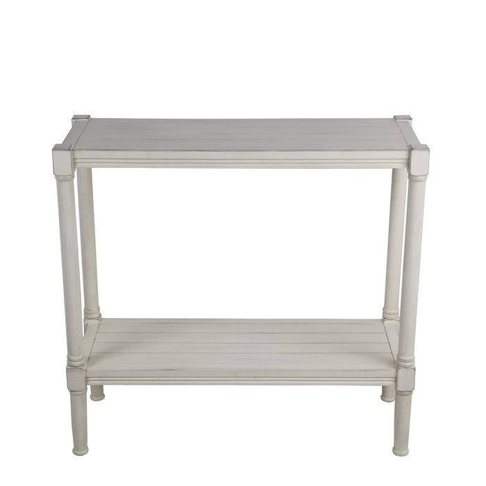 Wooden Rectangular Console Table with One Spacious Open Shelf, White
