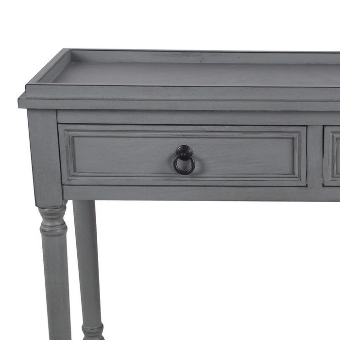 Wooden Rectangular Console Table with Two Spacious Drawers, Gray