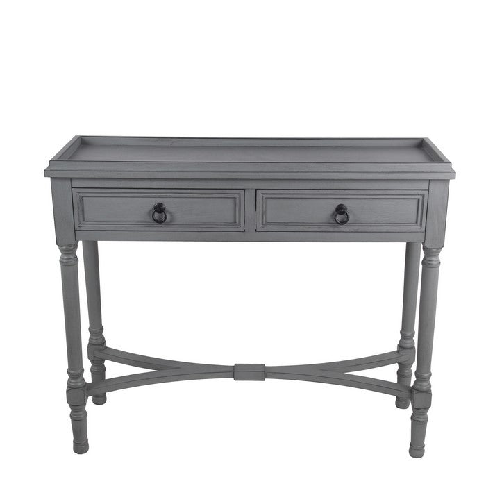 Wooden Rectangular Console Table with Two Spacious Drawers, Gray