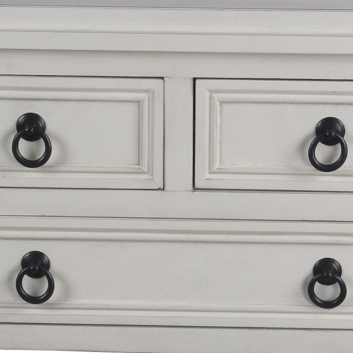 Wooden Rectangular Console Table with 3 Spacious Drawers, White