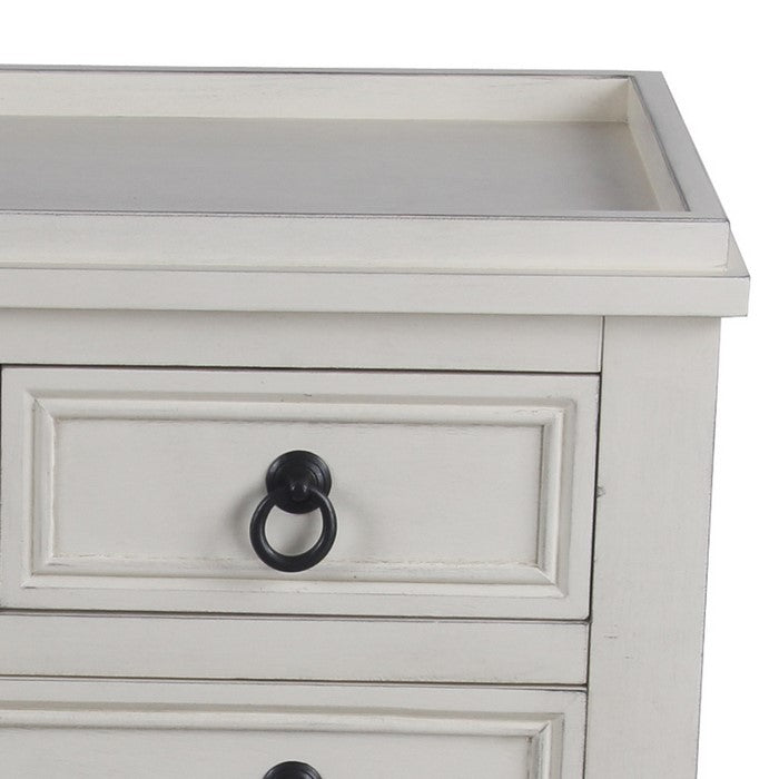 Wooden Rectangular Console Table with 3 Spacious Drawers, White