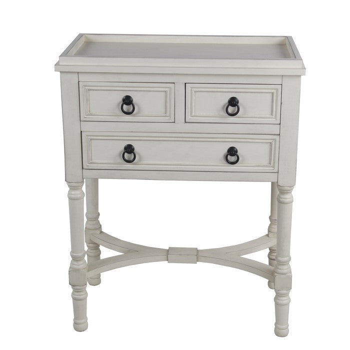 Wooden Rectangular Console Table with 3 Spacious Drawers, White