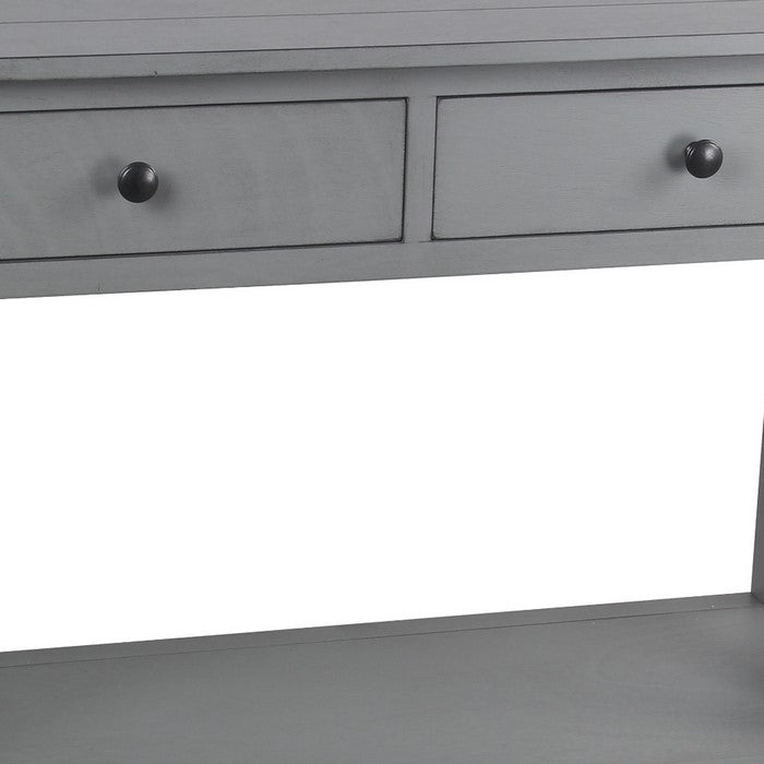 Wooden Console Table with Two Spacious Drawers and X Style Sides, Gray