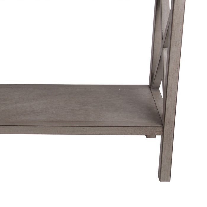 Wooden Console Table with Two Drawers and X Style Braces, Gray